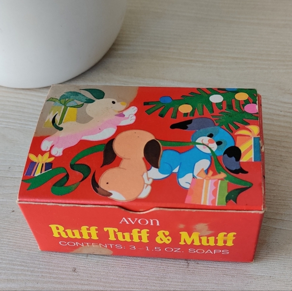 Vintage 1968 Avon Ruff, Tuff & Muff  Set of 3 puppy 1.5 oz Soaps